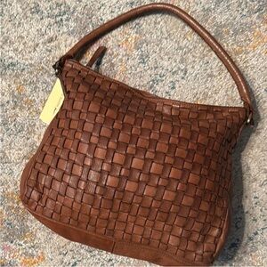 MAKE AN OFFER - MARTA PONTI Brown Woven Leather Shoulder Bag